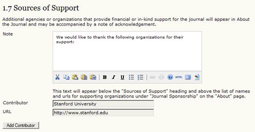 Additional sources can be added by clicking the "Add Contributor" button Figure 4.9. Setup Step 1.