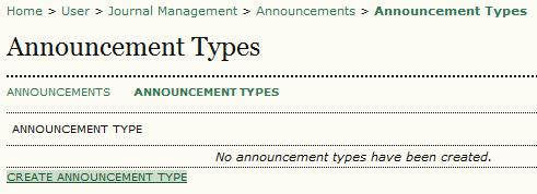 Type by selecting "Announcement Types" and then "Create