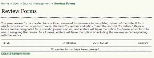 Figure 4.69. Management Pages: Review Forms Click on Create Review Form link Figure 4.70.