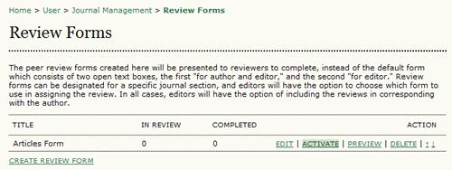 Once a review form is activated, it is ready to be used by editors when assigning a reviewer. Figure 4.80.