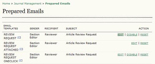 Figure 4.93. List of Prepared Emails Make your changes to the selected template.