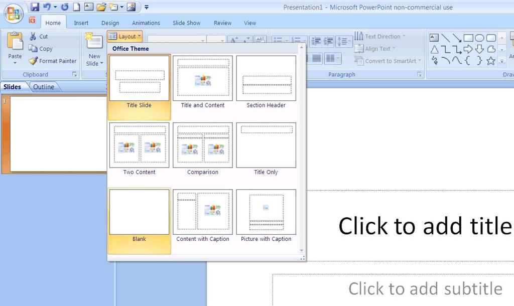 Microsoft Office button in the upper left and selecting new.
