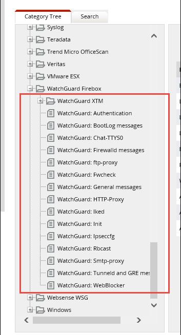 2. To view the imported categories, in the Category Tree, expand WatchGuard XTM group folder. Verify Alerts Figure 19 1.