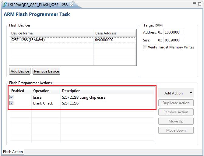 Creating New Target Task Figure 9. Erase and Blank Check Actions Added 5.4.2.