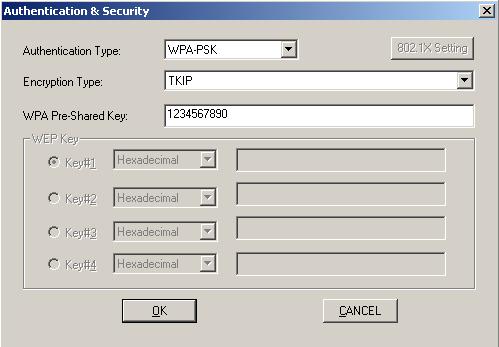 4. Authentication Type is WPA-PSK.