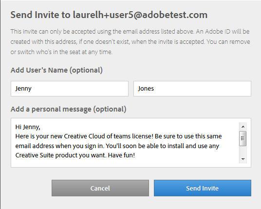 The user will receive an email inviting them to join the Creative Cloud, and be directed to login to the Creative Cloud to download their product.