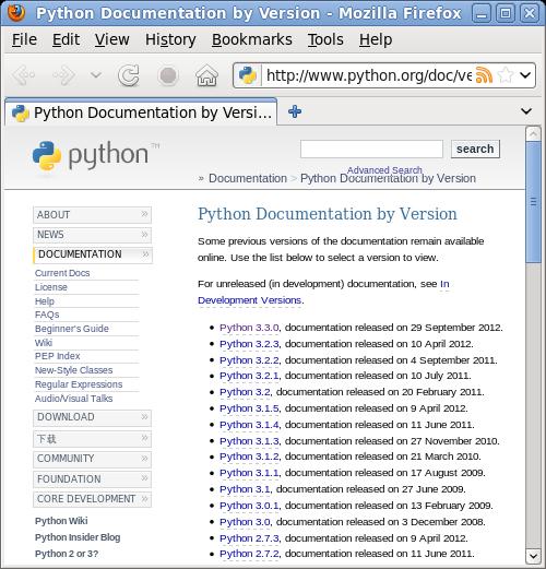 Python Documentation There are various ways in which the Python programmer can get help. A good starting point is the following URL. http://www.python.