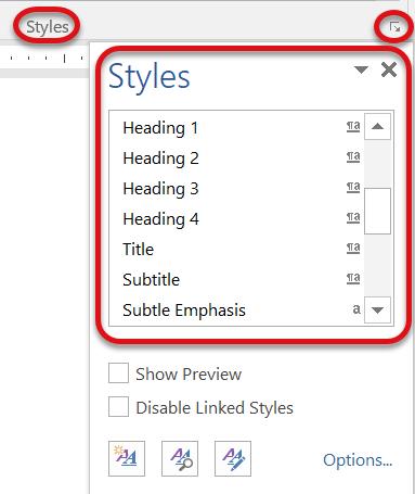 To use the Styles dialog box, click on the Styles dialog