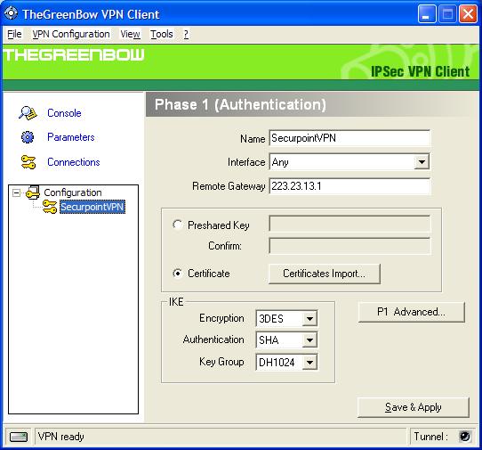 2 Configuration of the VPN client The GreenBow under Windows Proceed as follows: Install the GreenBow VPN client on an assigned computer and start the client.