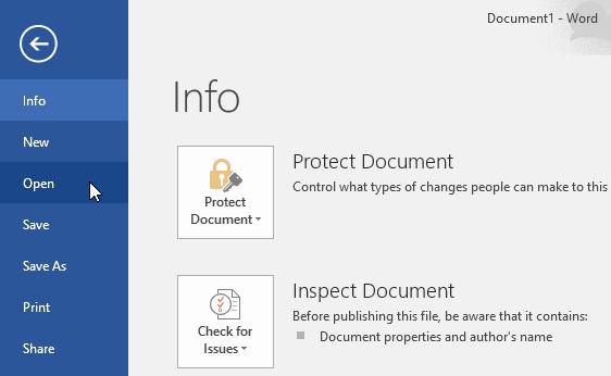To open an existing document: In addition to creating new documents, you'll oᢸen need to open a document that was
