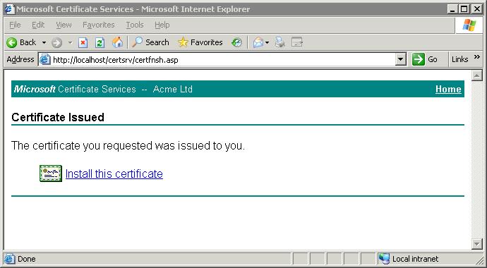 Install the certificate by clicking the