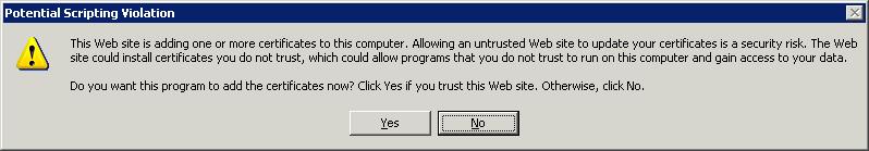 If prompted, select Yes to trust the certificate so that