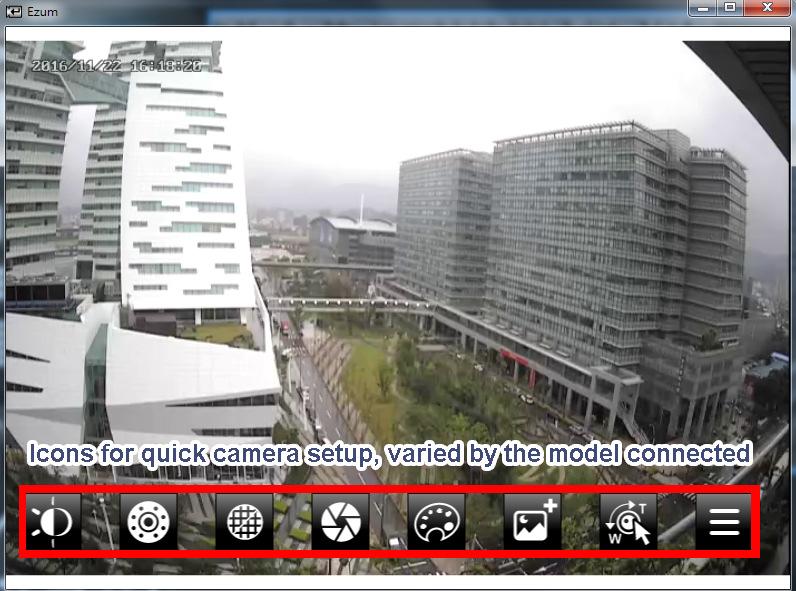 DPTZ / / / Device Config Remote Desktop Focus Near / Far Auto Focus Zoom in / out Max. Zoom in / out Auto Tracking Click to access the system configuration page of the recorder or IP camera.