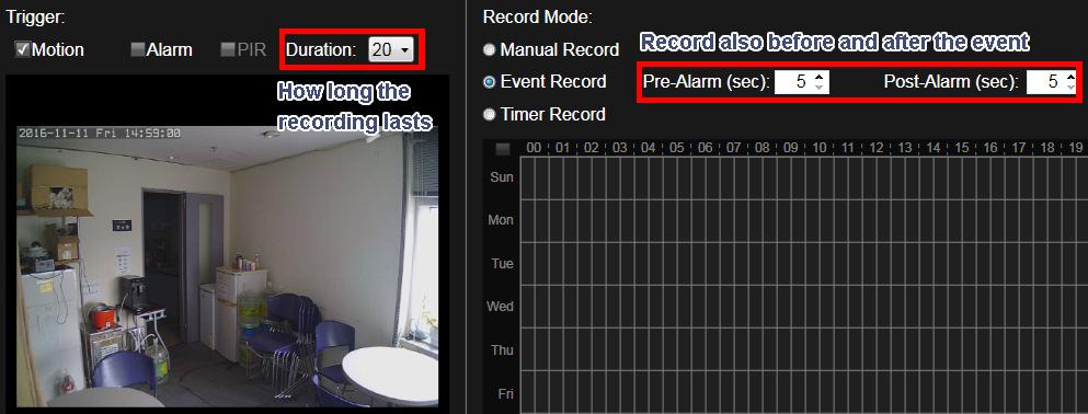 Manual Record Recording is on continuously until you stop ( ).