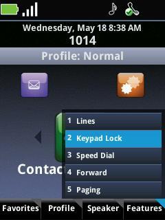 2 Press the 2 key or scroll to 2 Keypad Lock, and press the OK softkey and confirm.