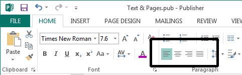 Click each of the alignment icons in the Paragraph section of the ribbon and observe the effect.