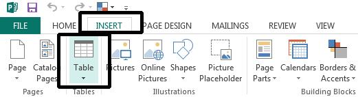 Microsoft Publisher 2013 Foundation - Page 95 Tables Inserting tables Create a new blank page publication.