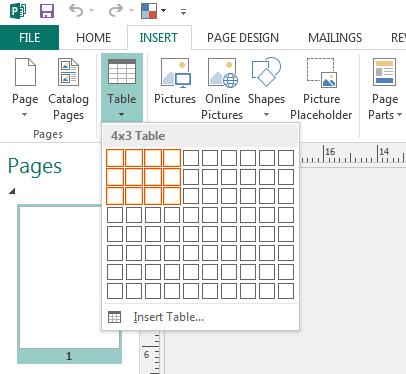 This will open a grid. Move your mouse over the grid to choose the number of rows & columns for your table.