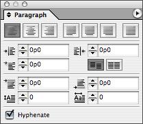 you click: click A to display character formats; click to display paragraph formats. The options displayed in each mode are similar to those displayed in PageMaker.