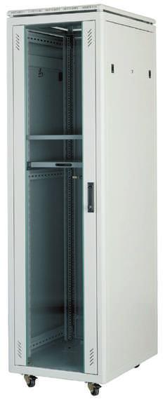 Rear door; lockable, removable with lock. Secure, locking front and back doors with spring loaded hinges offer best accessibility even when connecting the cabinets.