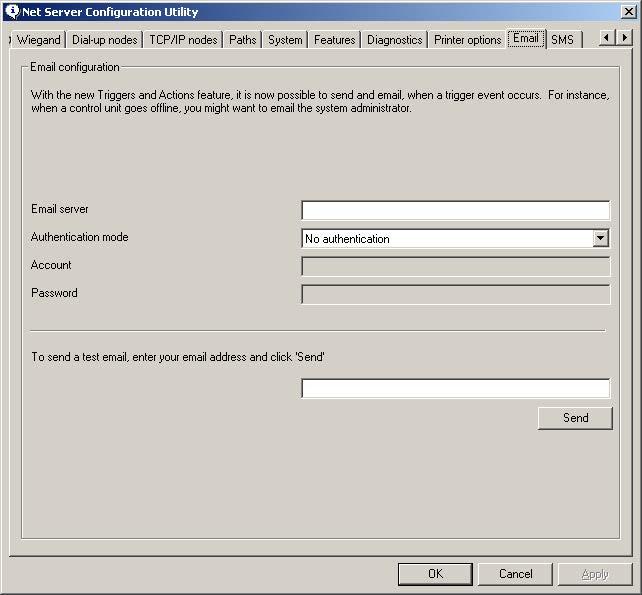 Email and SMS servers must be configured in the Server Configuration Utility before these options will appear in the Triggers and Actions wizard.