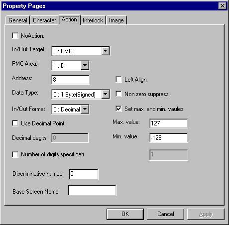 2. FAPT PICTURE (Windows) B-66244EN/02 Action NoAction: Check this check box to disable the function of the control.