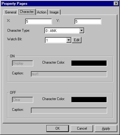 B-66244EN/02 2. FAPT PICTURE (Windows) Character X, Y: Specify the display position of a message character string.