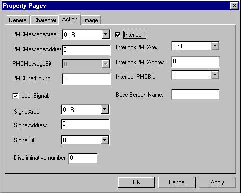 2. FAPT PICTURE (Windows) B-66244EN/02 Action PMC Message Area: Specify which area of the PMC the character string to be displayed is located. Usually, the area to be specified is "D" or "R.