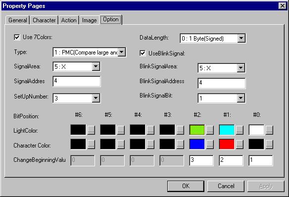 B-66244EN/02 2. FAPT PICTURE (Windows) Option Use 7 Colors: Check this box to use seven colors as the background colors of the numeral indication section. Type: Specify how to switch seven colors.