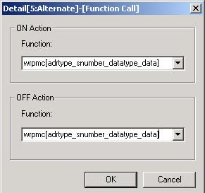 " Detail[5:Alternate]-[Function Call] [ON Action], [OFF Action] Specify separately [ON Action] to be executed when the switch makes a transition