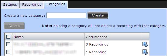 Creating or Deleting a Recording Category About this task You can organize recordings by assigning categories preconfigured by the administrator for your organization.