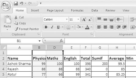 Formatting Worksheets :: 153 Unhide Selected Column(s) or Row(s) To