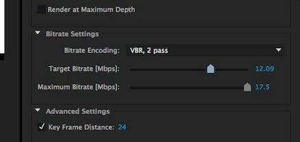 Under the H.264 container (format), you will have options for Bitrate settings. While you do not necessarily need to change any of these, doing so may improve export quality.