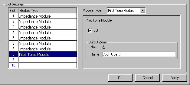3) Pilot Tone Module Chapter 7: PC SOFTWARE OFFLINE SETTINGS 7.