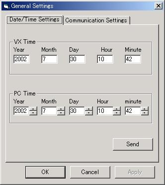 2.3.2. Current Date/Time Settings Chapter 10: PC ONLINE CHECKS AND ADJUSTMENTS 2. SETTING DATA DOWNLOAD Set the date and time for the VX-2000's internal timer.