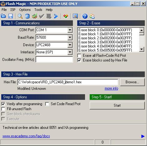 5.0 Flash Magic QuickStart If you have downloaded a new program into the IRD using the supplied J-Link, but wish to reload the original demo program (a.