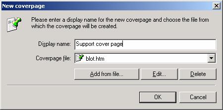 Configuring Cover pages Introduction to cover pages Cover pages are used to format the fax message text on.