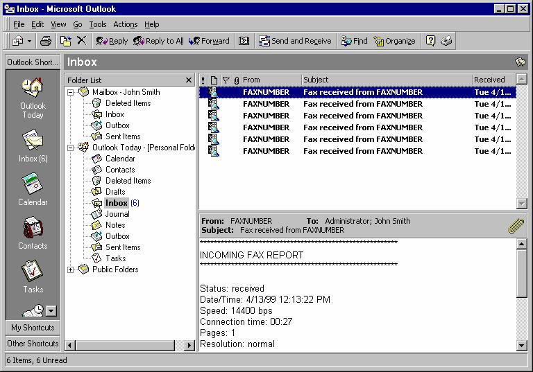 Screenshot 2 - For each fax or sms, a transmission report is sent to the user How users view received faxes All received faxes are forwarded to the user via e-mail.