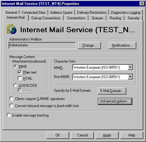 Screenshot 162- Internet Mail Service properties 1.