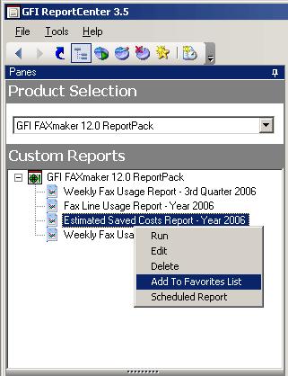 Editing a custom report To edit the configuration settings of a custom report: 1. Click on the Custom Reports panel button to bring up the list of custom reports available. 2.