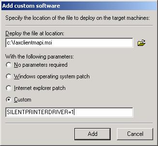 2. Click on the Add button to add a single computer, or click on the select button to select a range of computers on which to deploy the custom software.