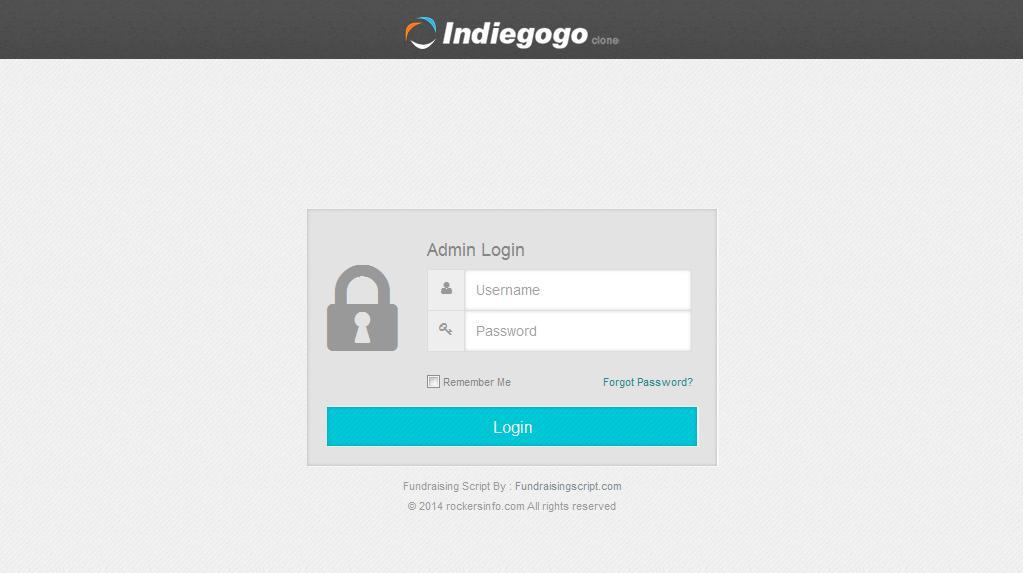 Indiegogo clone admin document: Admin Panel Log In Description: User can take log in to administrator panel from the