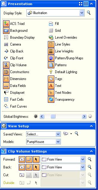 Clip Volume 7 Open the View Attributes dialog using the View Control tool or by pressing Ctrl+B. Note: Since a clip volume exists in View 2, there is a Clip Volume Settings tab.