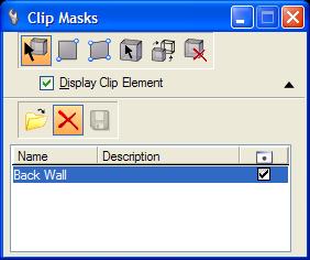 Clip Volume Exercise: Apply and clear a clip mask 1 Continuing in BSI700 A0101 PumpHouse.dgn, make View 2 the active view. 2 Select Clip Mask (4 + A) from the view control toolbox.