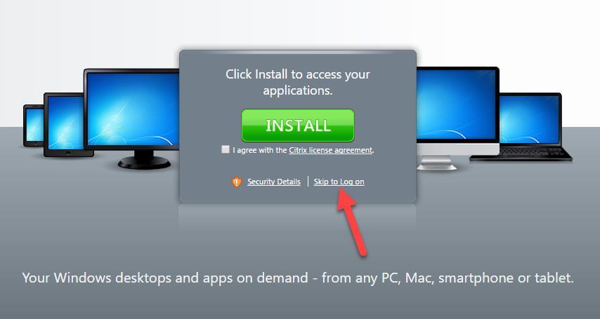 How to remove the Click Install to access your applications dialog box As you may have noticed, even after installing the Citrix receiver you
