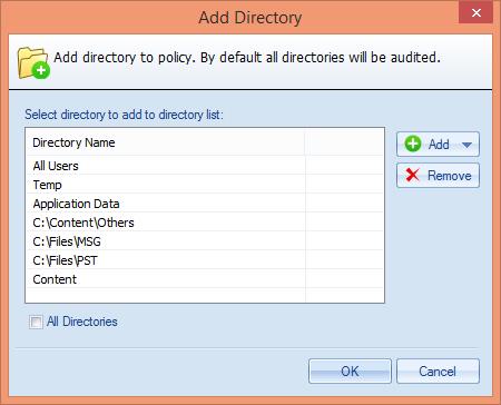 Figure 61: Displaying the added directories iv. To delete a directory, you can select it and click Remove button. v. Click OK after you have added the required directories.