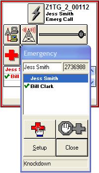 RESPONDING TO AN EMERGENCY ALARM/CALL 1. Click the Emergency button on the resource window to display the Emergency QuickList. 2. Select the entry to be acknowledged in the Emergency QuickList. 3.
