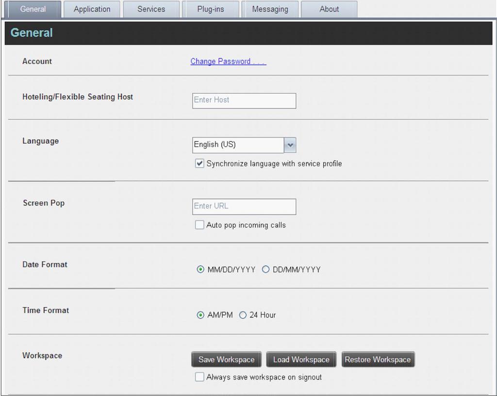 Configure Call Center Settings General You use the General tab to configure miscellaneous settings that improve the usability of Call Center. Figure 93.