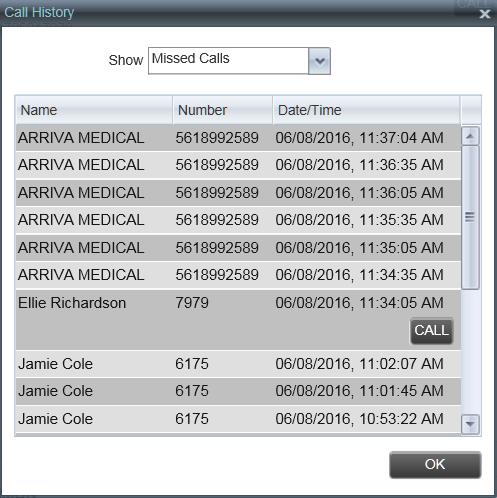 Manage Calls Dial from History You can dial any number that is available in Call History. To dial from Call History: In the Call Console, click the Call History icon.