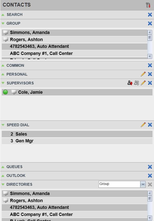 Manage Contacts Manage Contacts You use the Contacts pane to perform call and monitoring operations on your contacts as well as to manage your contacts directories. Figure 46.